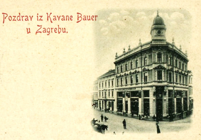 Kavana »Bauer« na uglu Ilice i Frankopanske ulice 1895. godine
